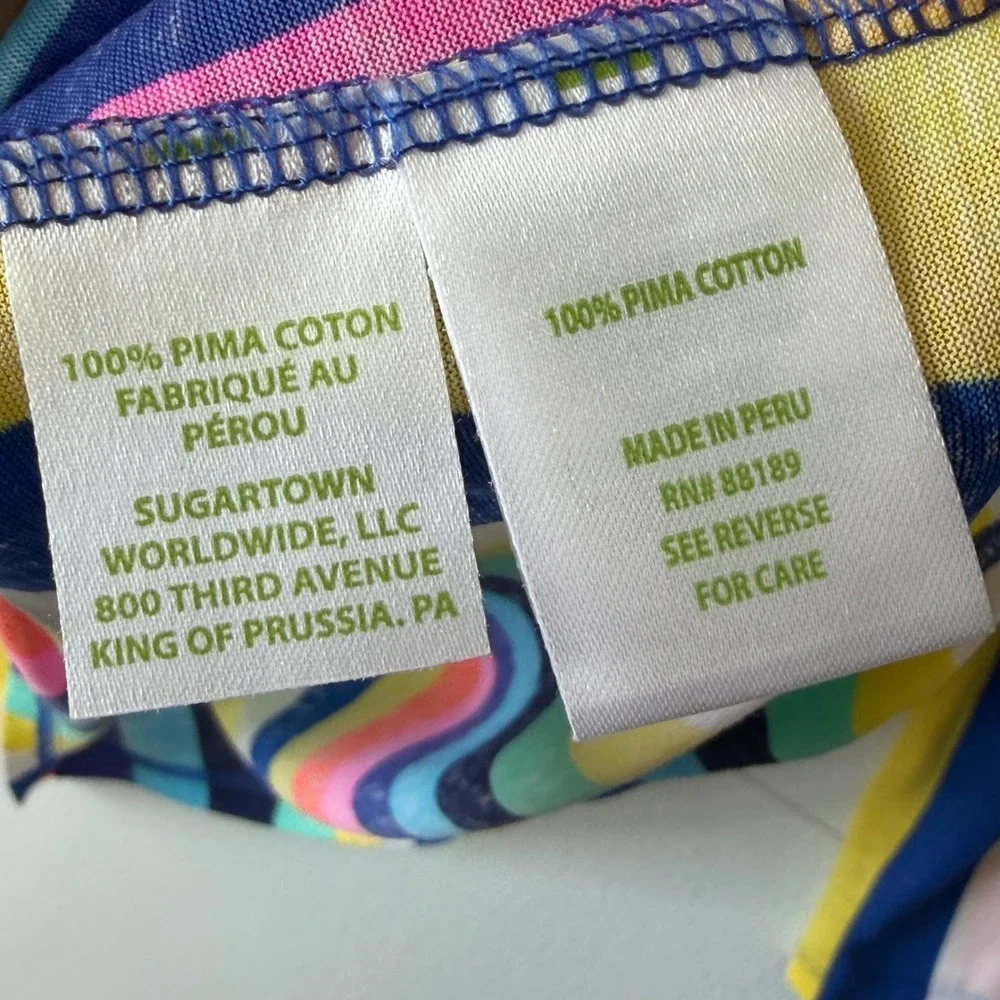 Lilly Pulitzer Blouse L Waverly Rainbow Stripe 100% Pima Cotton Dopamine Preppy - Picture 4 of 10